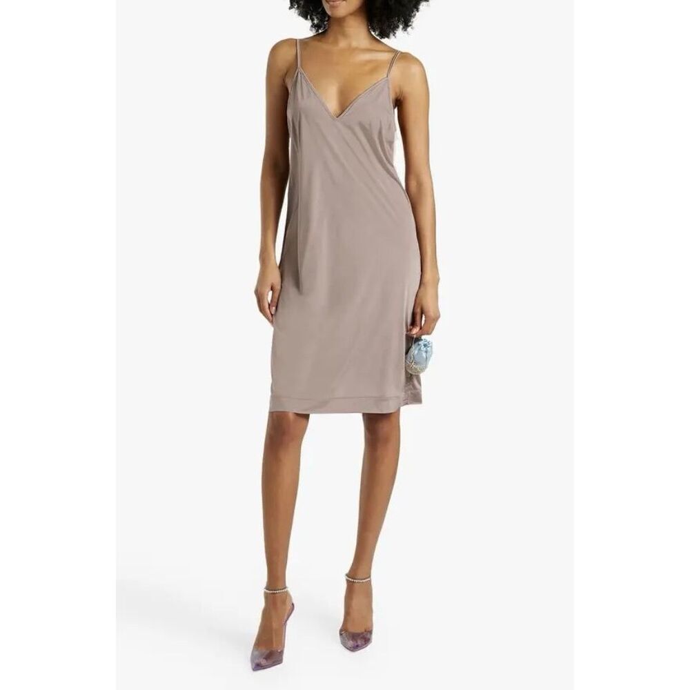 Dries Van Noten Satin Slip Dress Taupe Minimalist Luxe XS